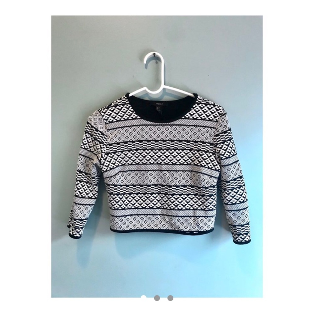 Black and White Aztec Crop Top